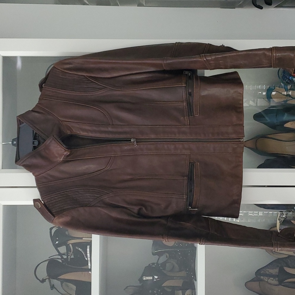 Brown leather jacket